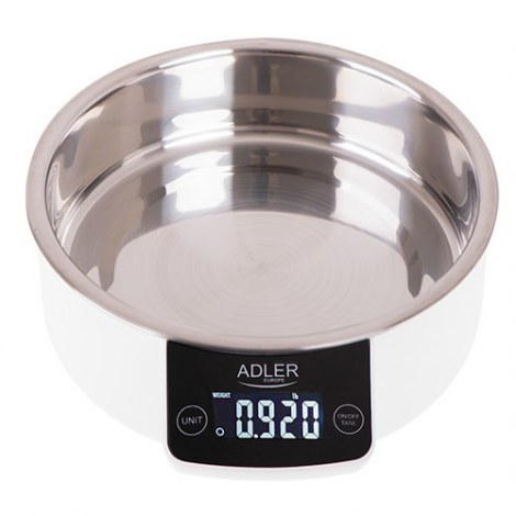 Adler | Kitchen scale with a bowl | AD 3166 | Maximum weight (capacity) 5 kg | Graduation 1 g | Display type LCD | White - 2
